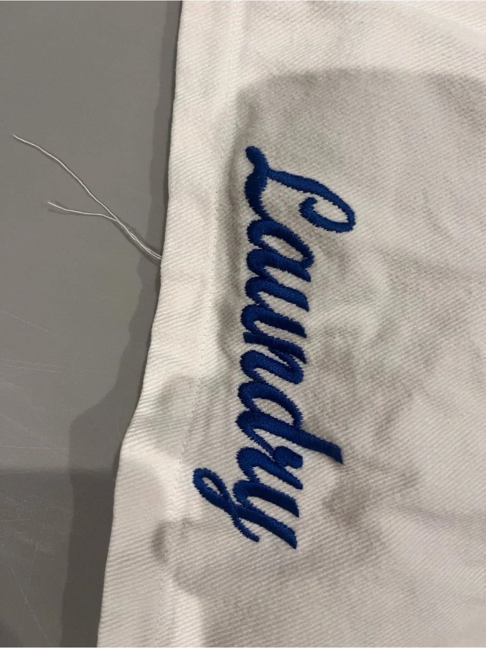 Laundry Bag with Blue Embroidered ‘Laundry’